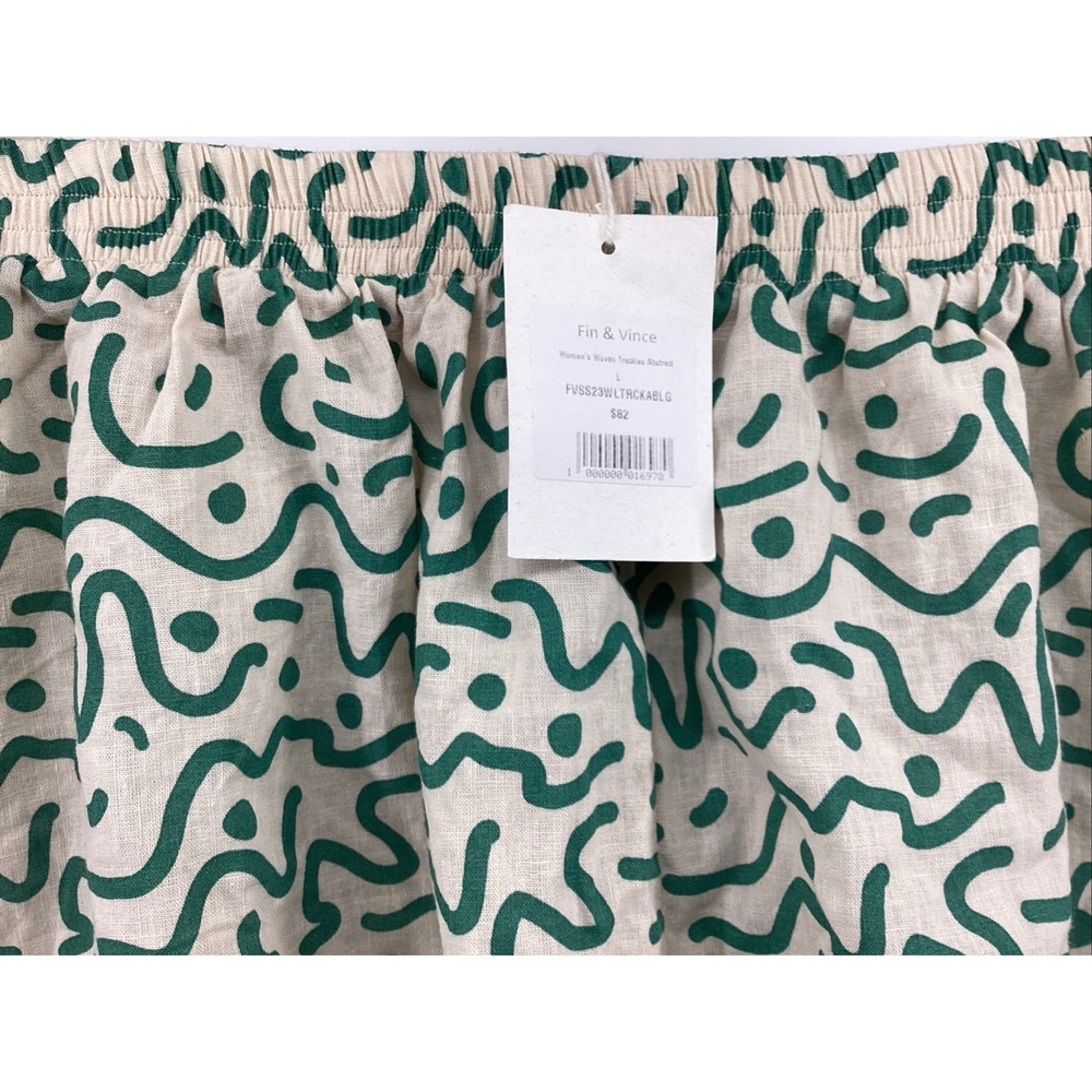 Fin & Vince NWT Pull-On Casual Shorts Size Large L Green White Smiley Face New - Picture 3 of 7